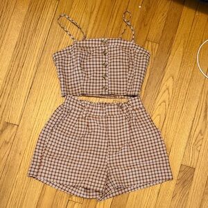 Burnt Orange Plaid Two-Piece Set